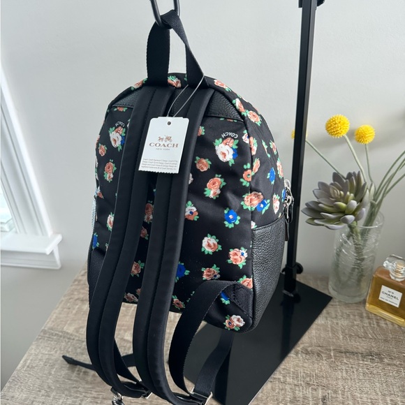 NWT COACH CHARLIE MINI BACKPACK IN TEA ROSE FLORAL PRINT NYLON F57636 - Picture 4 of 9